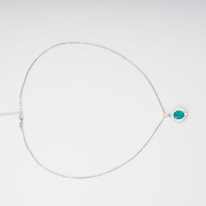 Kaisu Green Oval Gemstone Pendant Sterling Silver Necklace