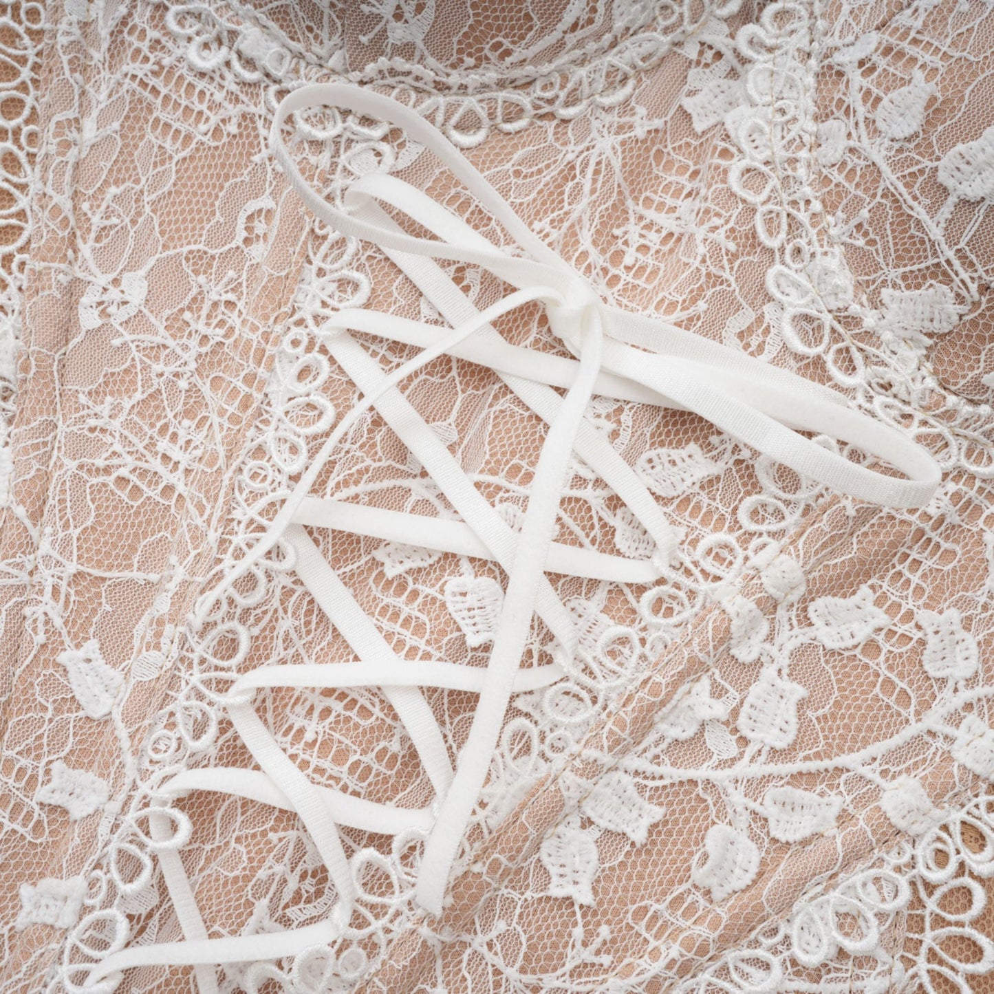 Karine floral-lace-panelling bustier top