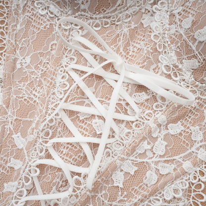 Karine floral-lace-panelling bustier top