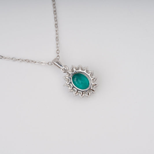 Kaisu Green Oval Gemstone Pendant Sterling Silver Necklace