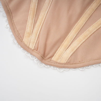 Karine floral-lace-panelling bustier top