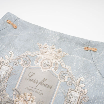 Aliénor blue embroidered mini skirt