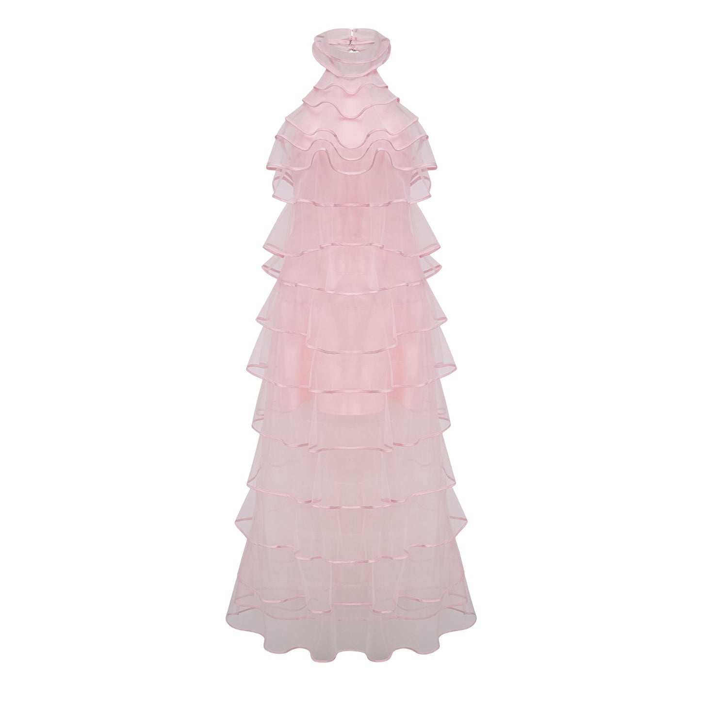 Nonchalante Pink Tiered Halterneck Maxi Dress