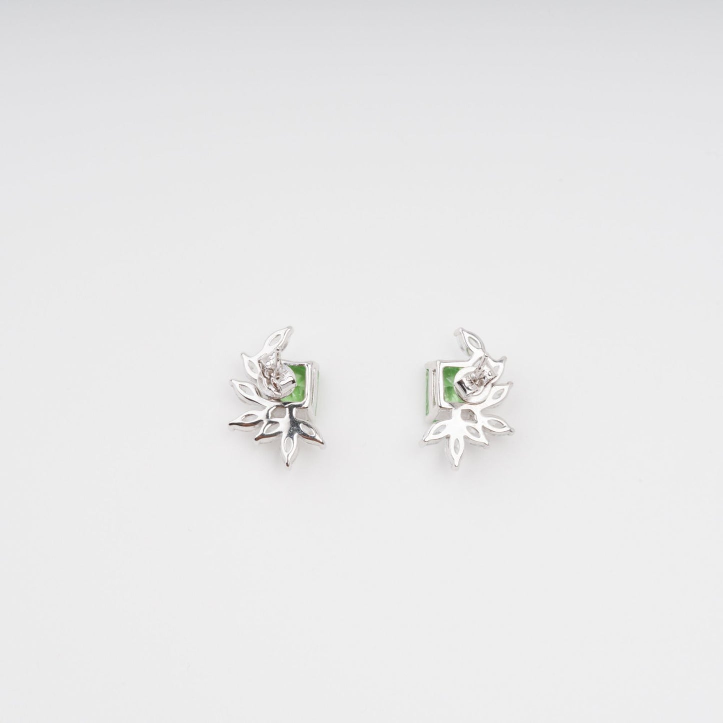 Meris Green Rectangular Gemstone Sterling Silver Earrings