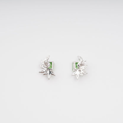 Meris Green Rectangular Gemstone Sterling Silver Earrings