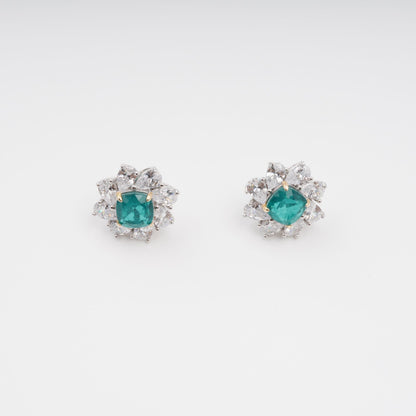 Erica Green Flower Shaped Gemstone Sterling Silver Earrings