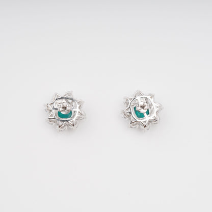 Erica Green Flower Shaped Gemstone Sterling Silver Earrings