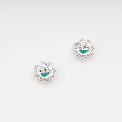 Erica Green Flower Shaped Gemstone Sterling Silver Earrings