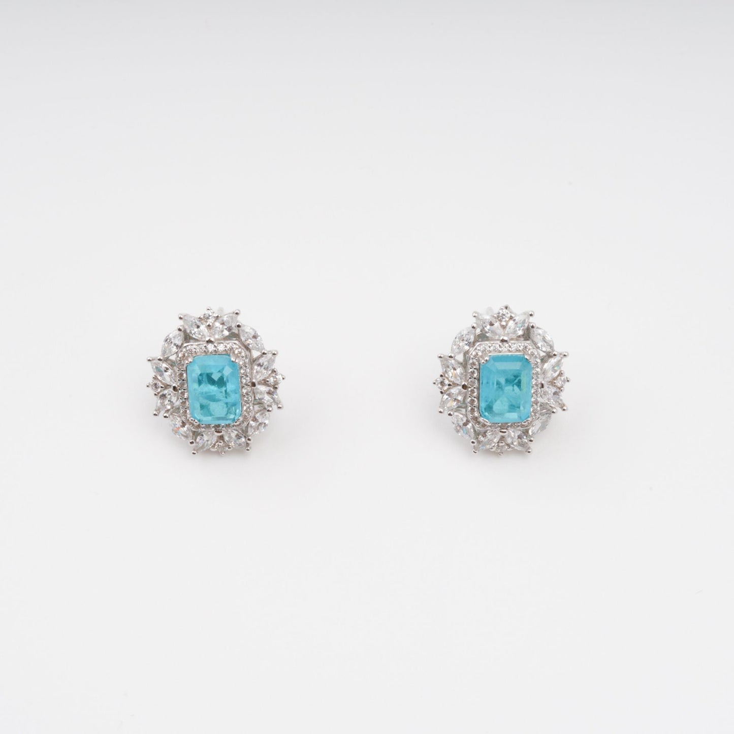 Kaisu Aquamarine Emerald Cut Gemstone Sterling Silver Earrings