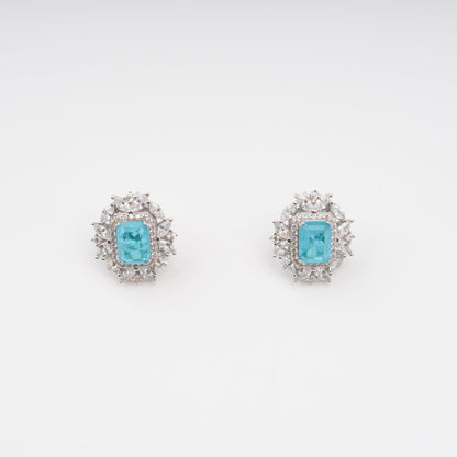 Kaisu Aquamarine Emerald Cut Gemstone Sterling Silver Earrings