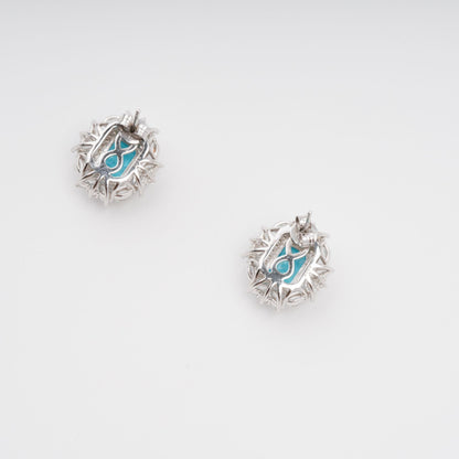 Kaisu Aquamarine Emerald Cut Gemstone Sterling Silver Earrings