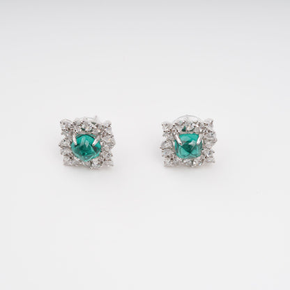 Hilja Green Round Cut Gemstone Sterling Silver Earrings