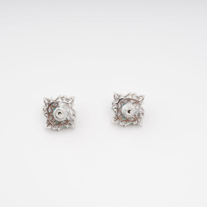 Hilja Green Round Cut Gemstone Sterling Silver Earrings
