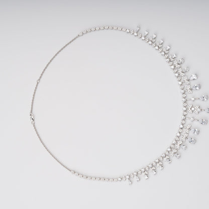 Salli Silver Tone Symmetrical Embellished Sterling Silver Necklace