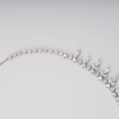 Salli Silver Tone Symmetrical Embellished Sterling Silver Necklace