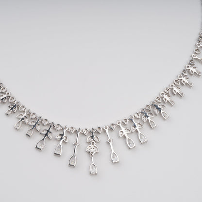 Salli Silver Tone Symmetrical Embellished Sterling Silver Necklace