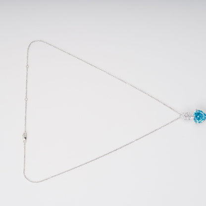 Cecilia Blue Heart Gemstone Pendant Sterling Silver Necklace