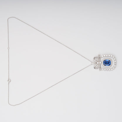 Kaisu Blue Bow Gemstone Pendant Sterling Silver Necklace