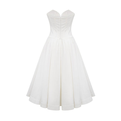 Katherine White Off-Shoulder Corset Midi Dress