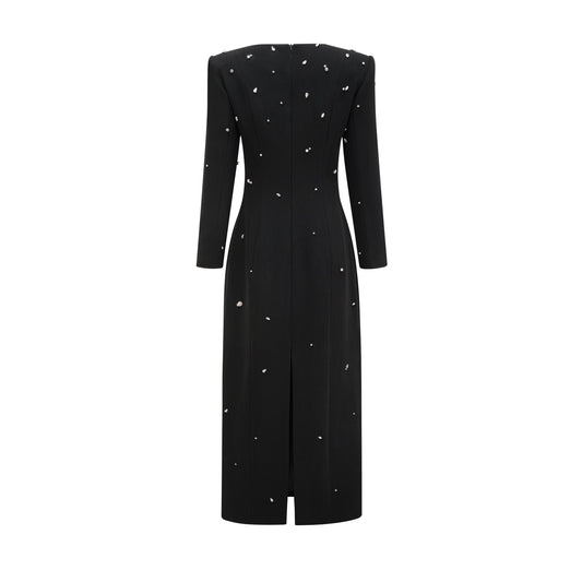 Imelda black crystal-embellished maxi dress