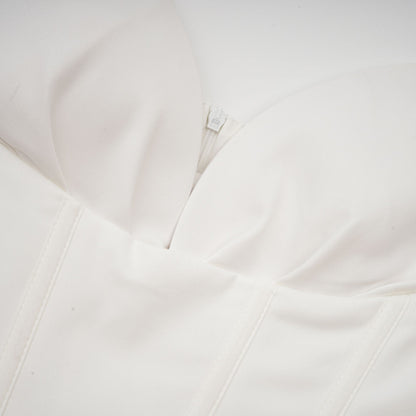 Katherine White Off-Shoulder Corset Midi Dress
