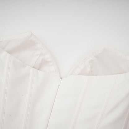 Katherine White Off-Shoulder Corset Midi Dress