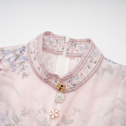 Fabienne light-pink floral-print mini dress