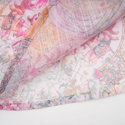 Cherry pink pattern-print shirt & skirt matching set