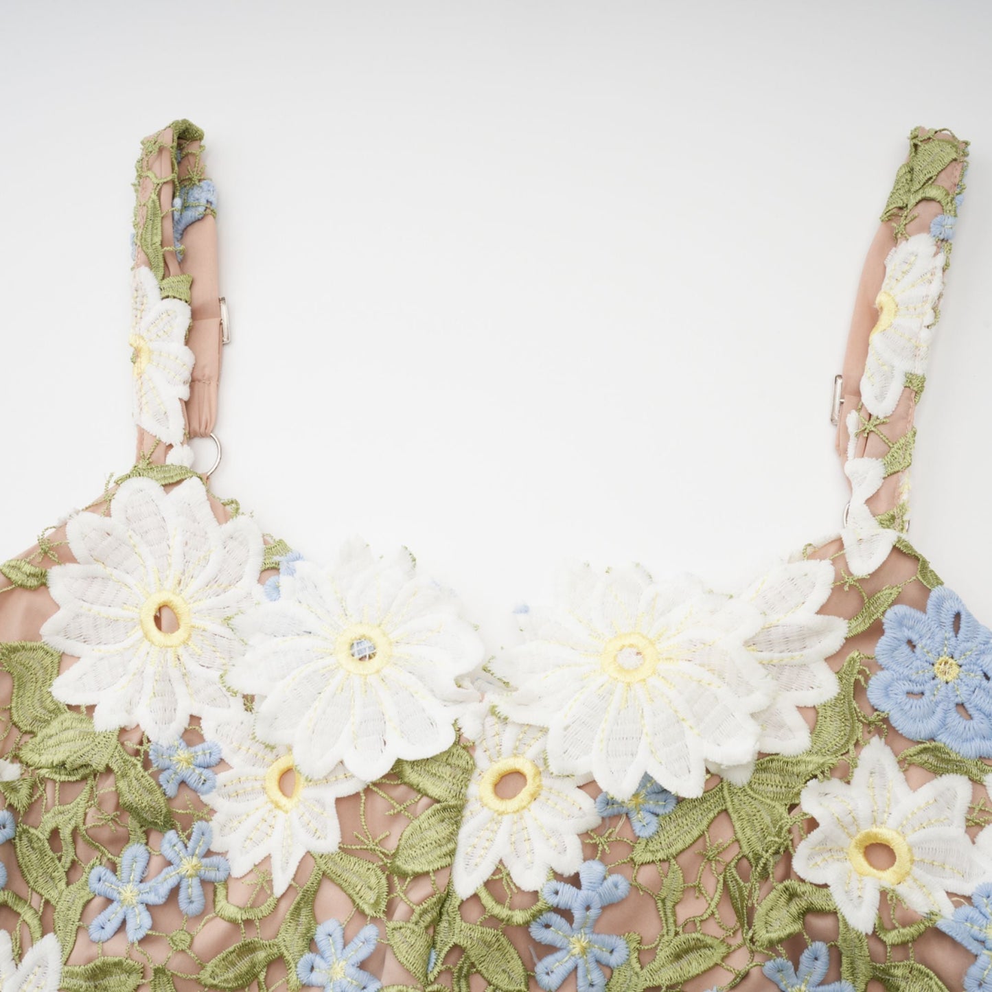 Carla floral embroidered hollow-carved midi dress
