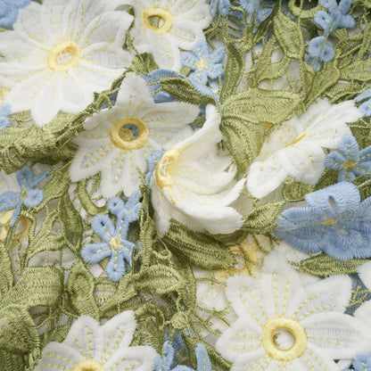 Carla floral embroidered hollow-carved midi dress