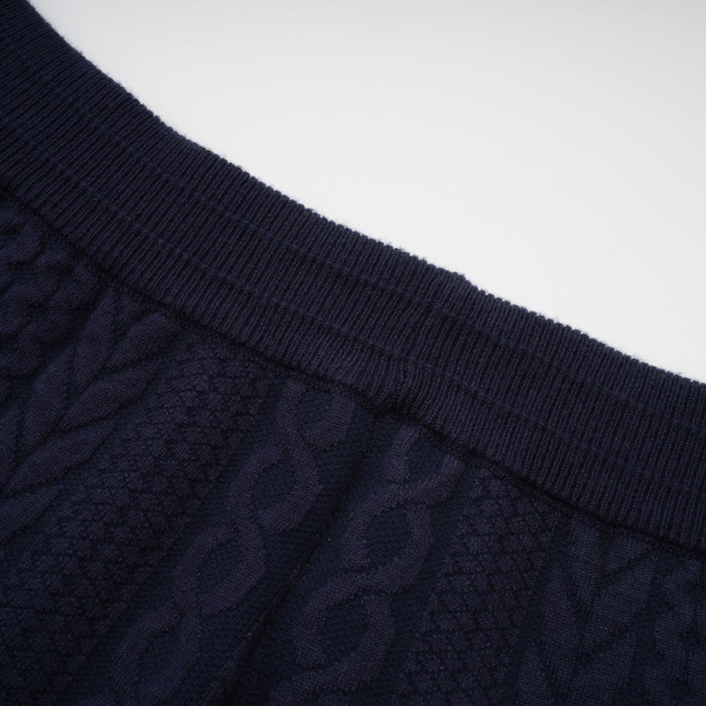 Elvira navy blue crochet-knit cardigan & trousers matching set