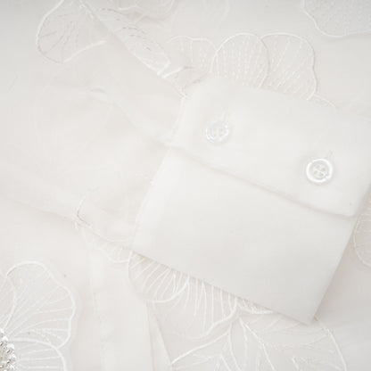Béatrix white embellished semi-sheer shirt