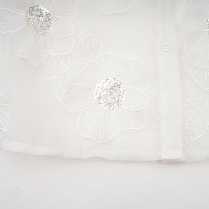 Béatrix white embellished semi-sheer shirt