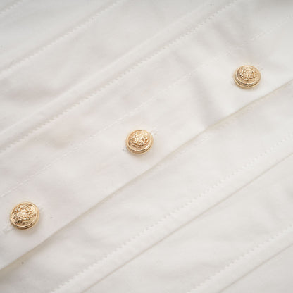 Orlane white cinched-waist pleated mini shirt dress