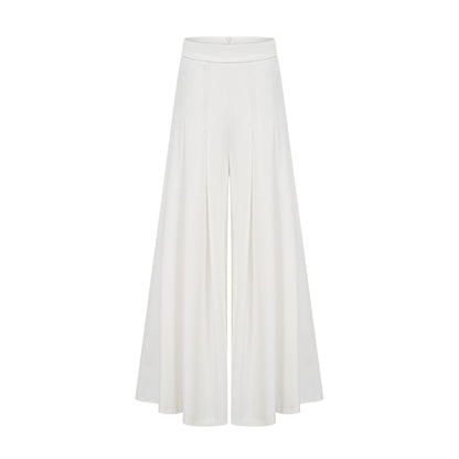 Adèle creased top & trousers matching set in White