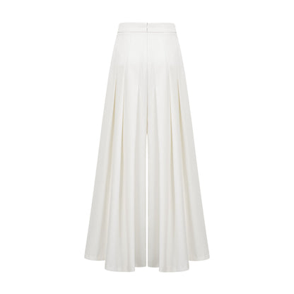 Adèle creased top & trousers matching set in White