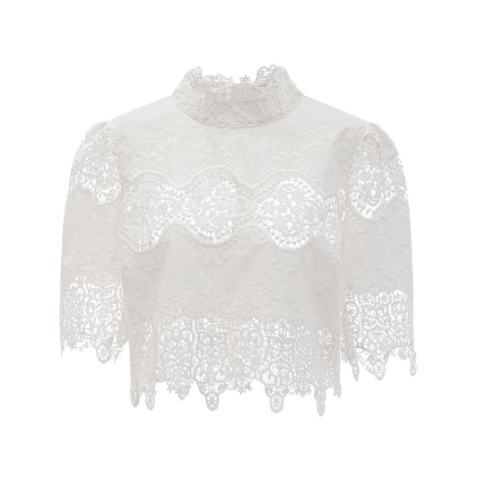 Raphaëlle lace-trim cut-out cropped top & trousers matching set