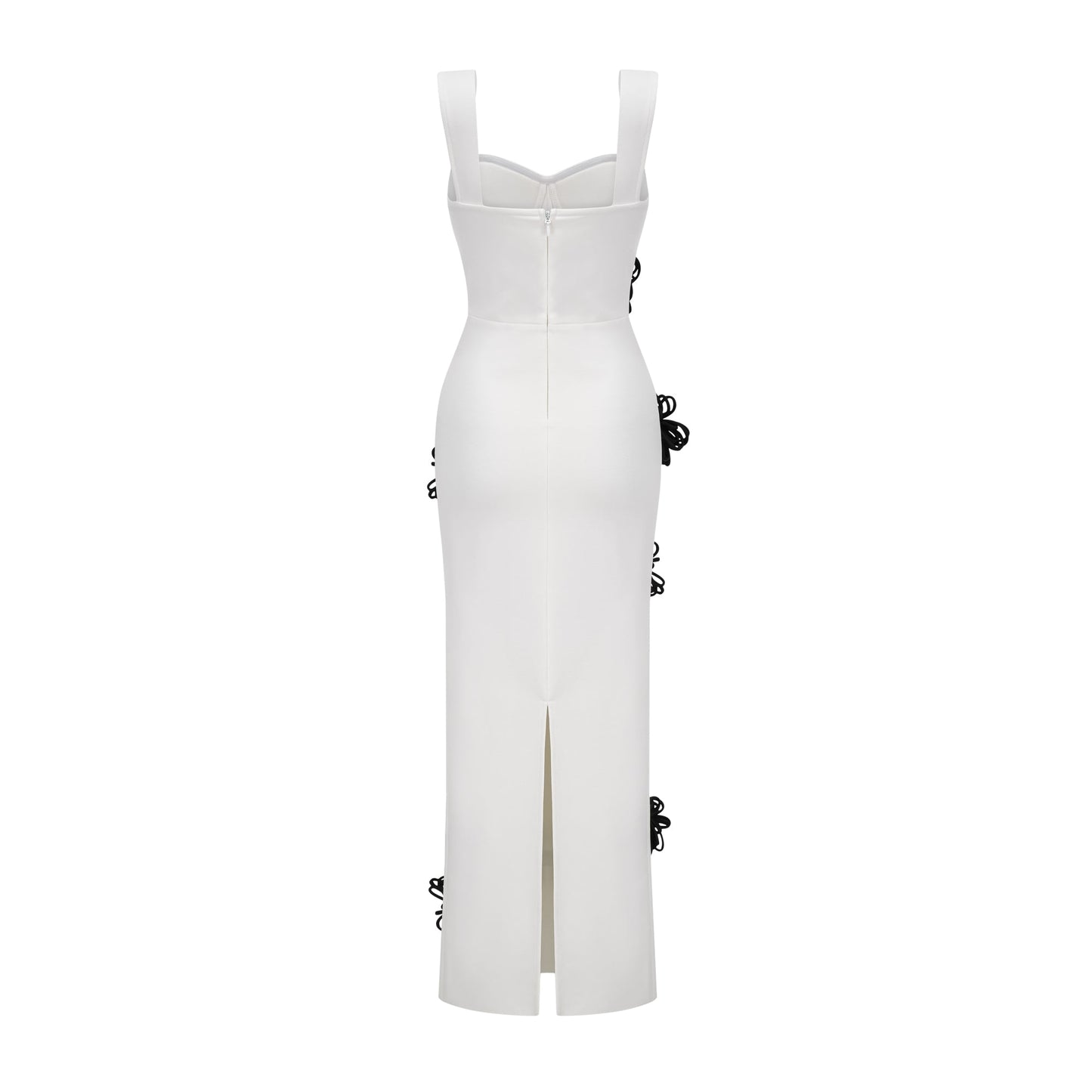 Olivia white floral-appliqué bandage maxi dress