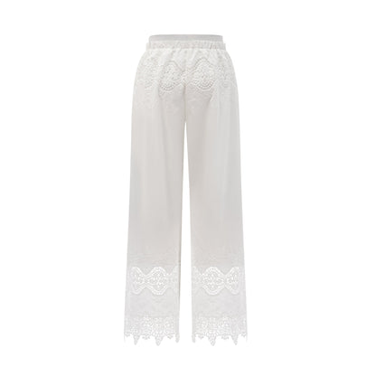 Raphaëlle lace-trim cut-out cropped top & trousers matching set