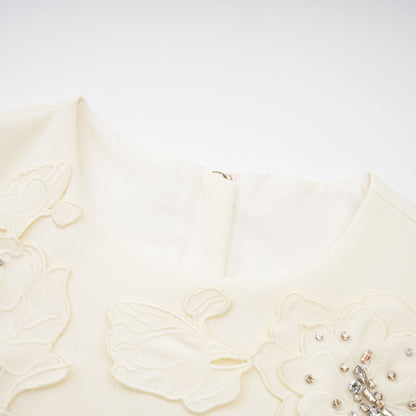 Coralie neutrals 3D-petal top & skirt matching set