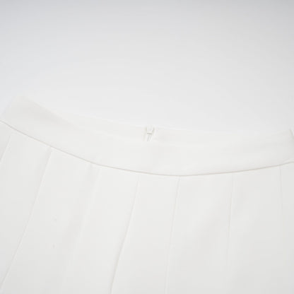 Adèle creased top & trousers matching set in White