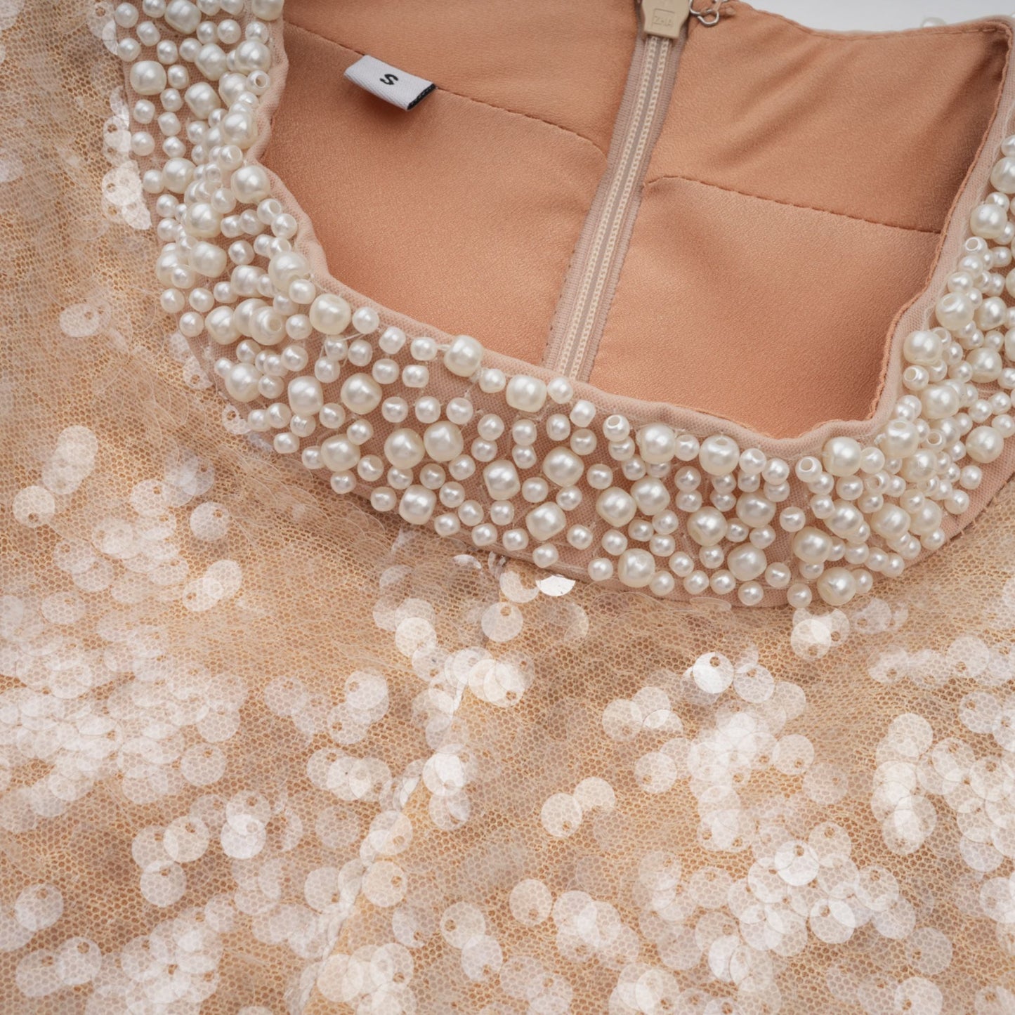 Ornella faux-pearl sequined midi dress