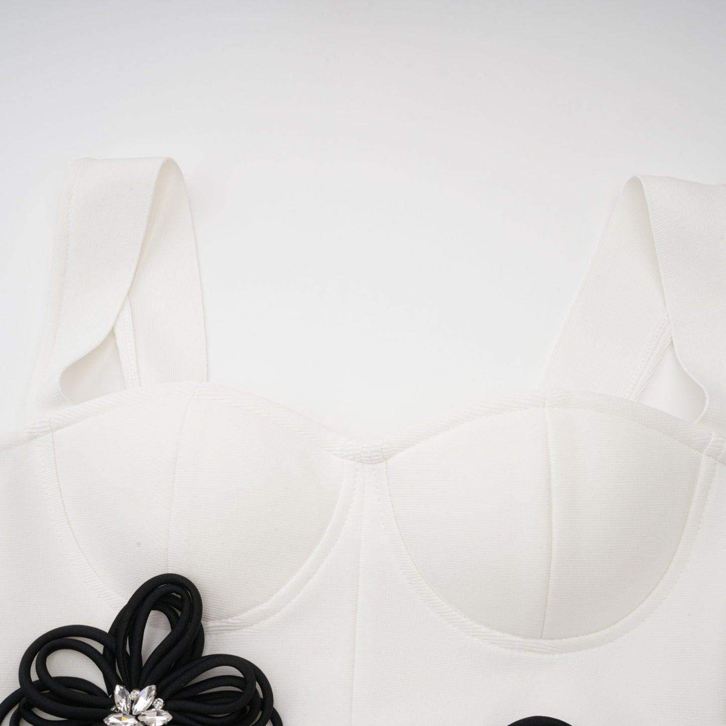 Olivia white floral-appliqué bandage maxi dress