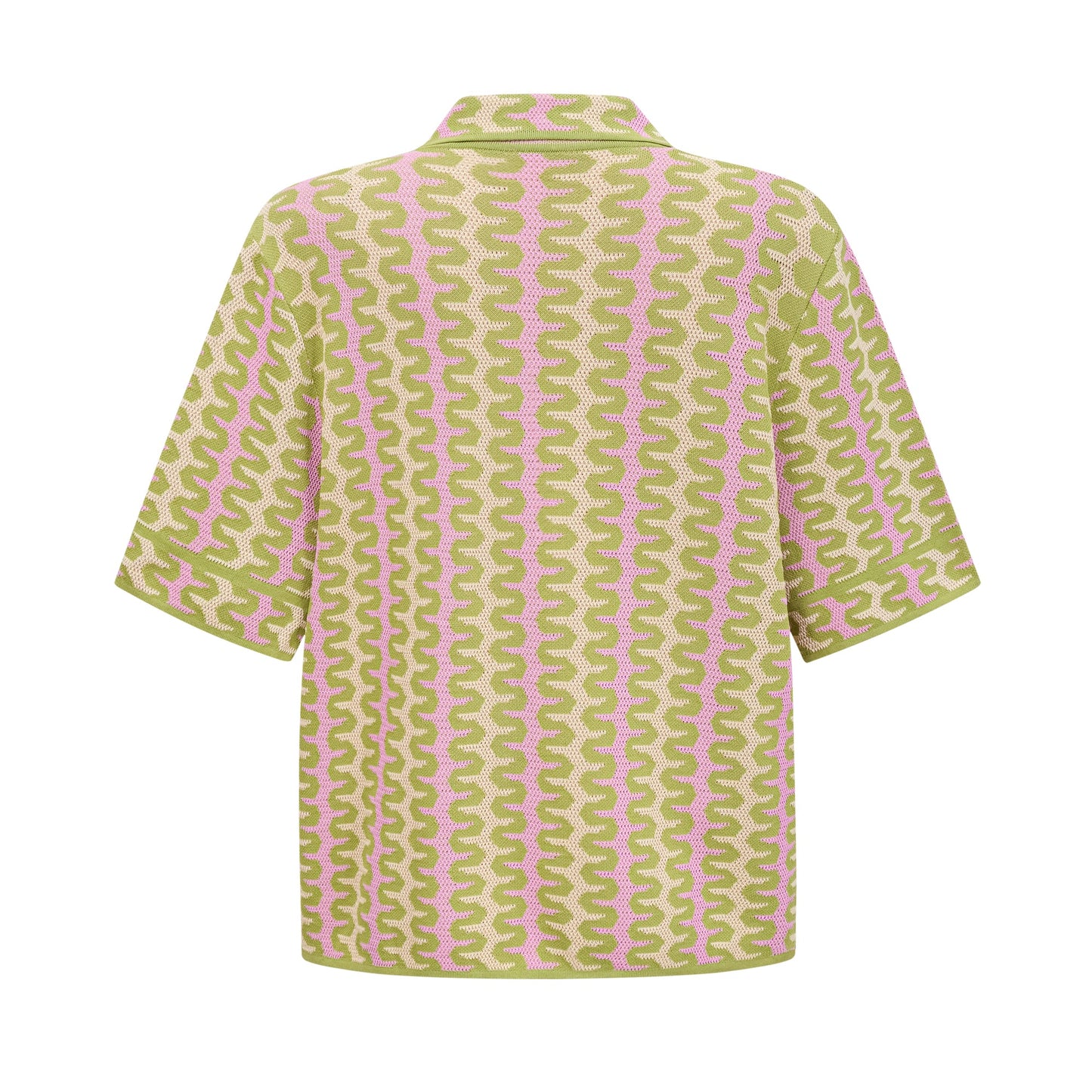 Ophélie green color-block knitted shirt & trousers matching set