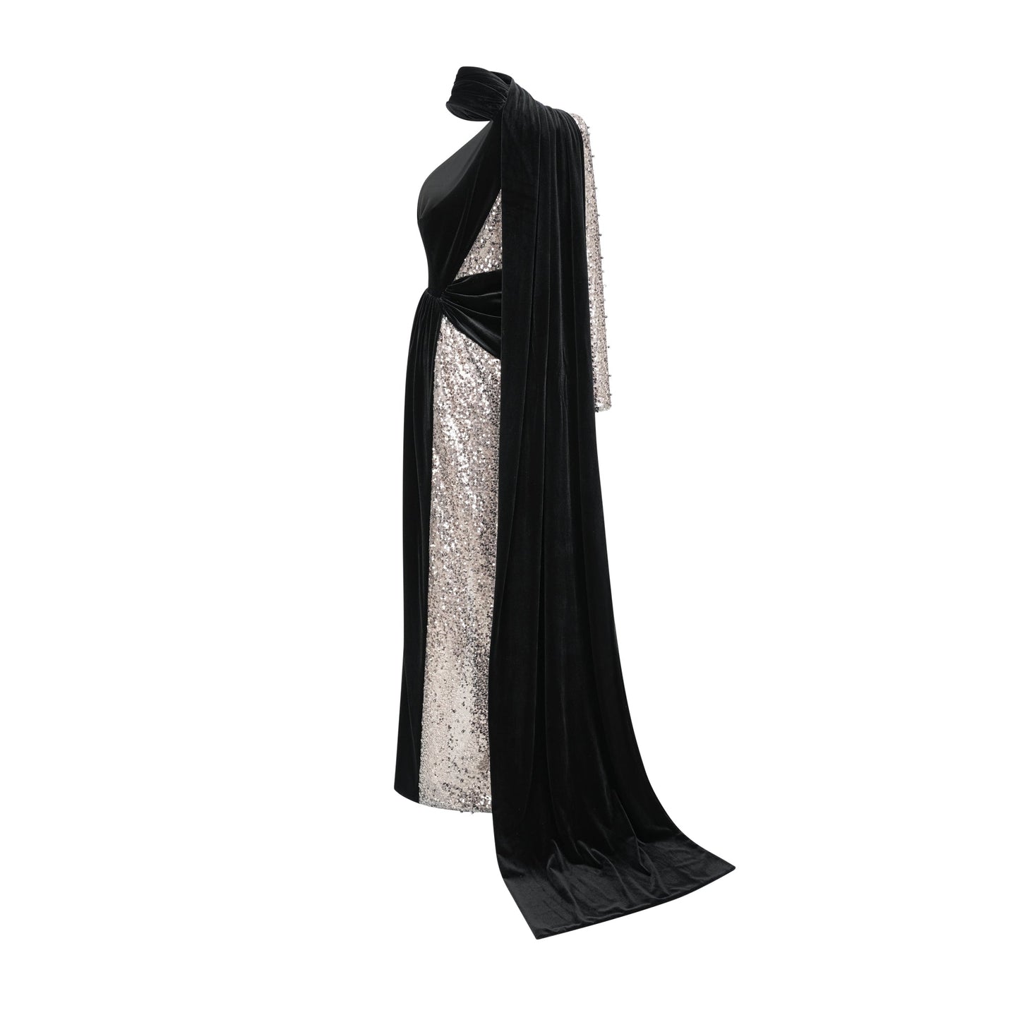 Juliette sequin-embellished asymmetrical maxi dress
