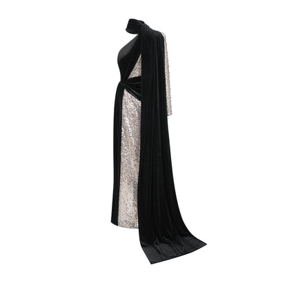 Juliette sequin-embellished asymmetrical maxi dress