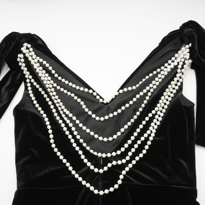 Audrey embellished velvet open-back maxi dress