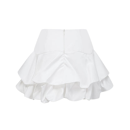 Honorine white floral pleated top & skirt matching set