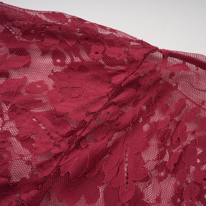 Coline red chantilly lace oversize dress
