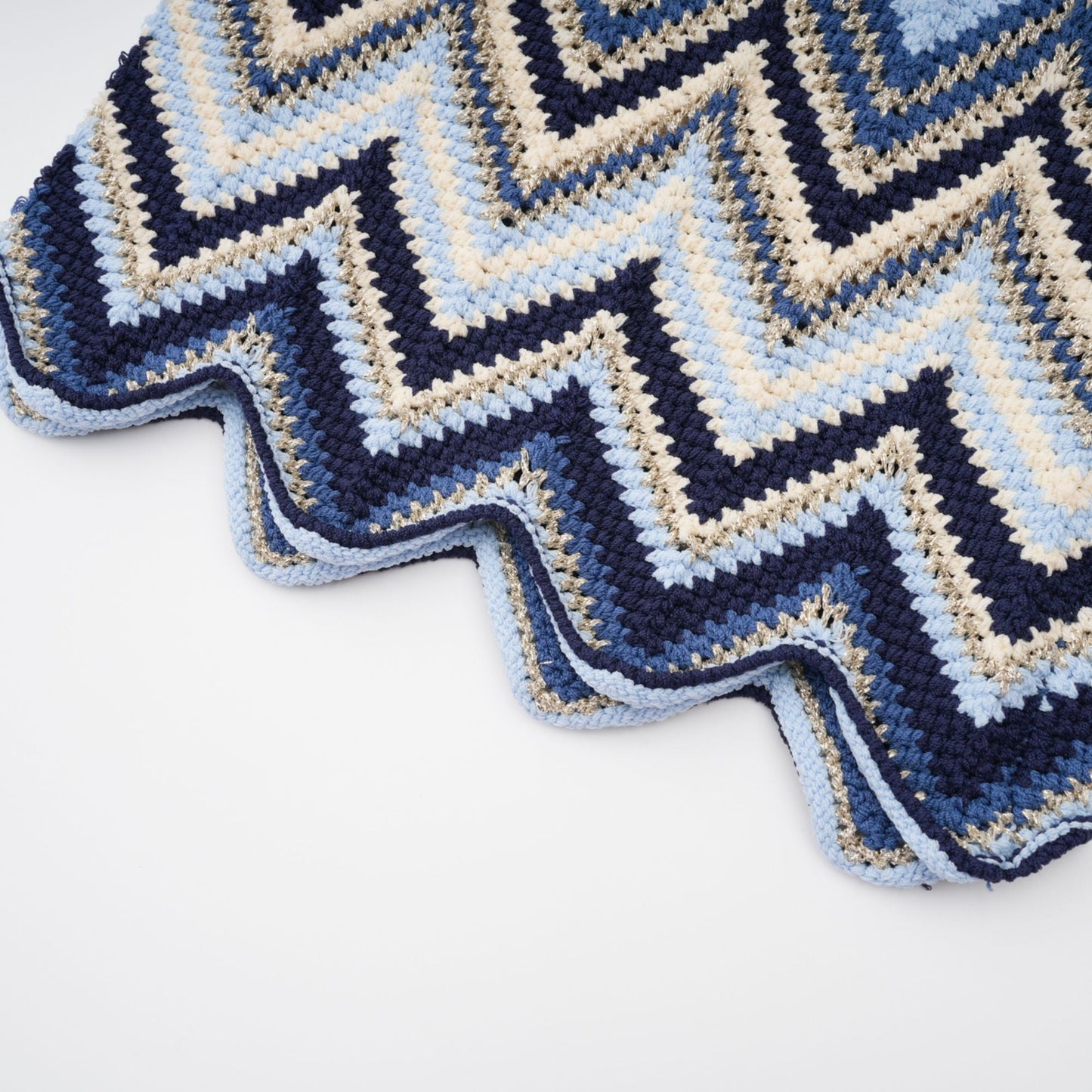 Irina blue zigzag-woven pointelle-knit top & trousers matching set